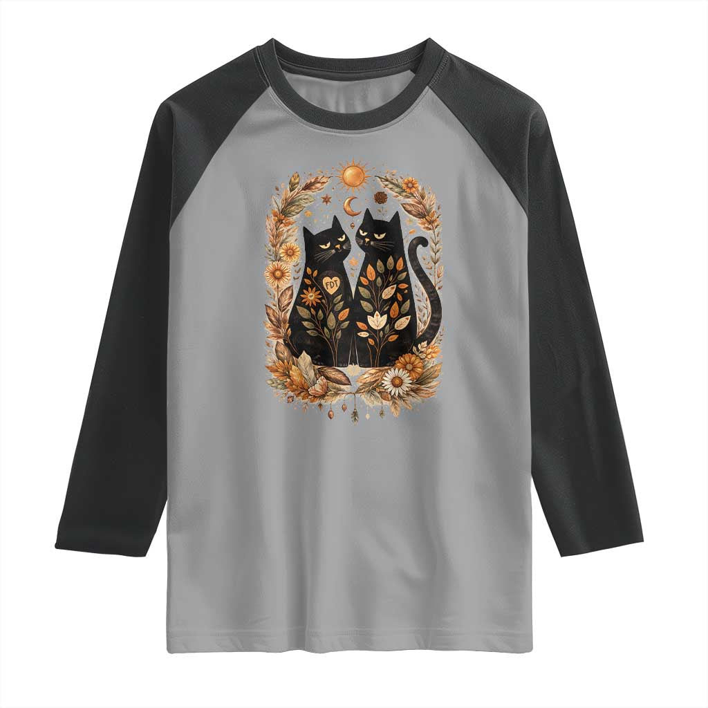 Subtle FDT Raglan Shirt Vintage Flower Black Cat Social Activist