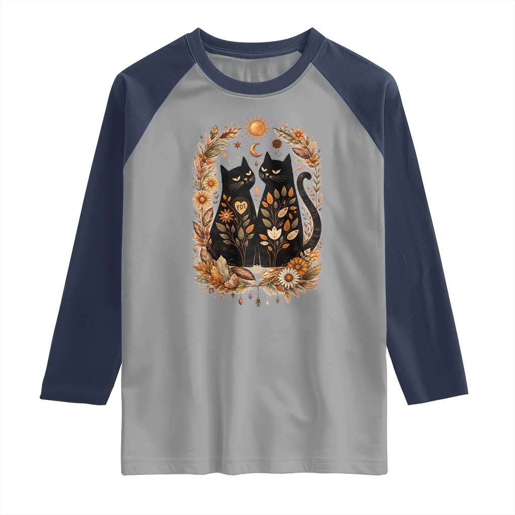 Subtle FDT Raglan Shirt Vintage Flower Black Cat Social Activist