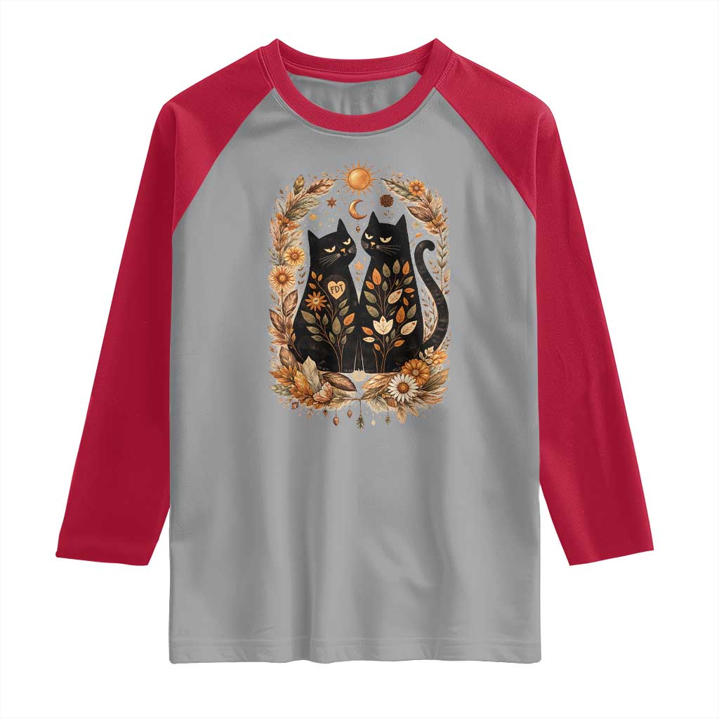Subtle FDT Raglan Shirt Vintage Flower Black Cat Social Activist