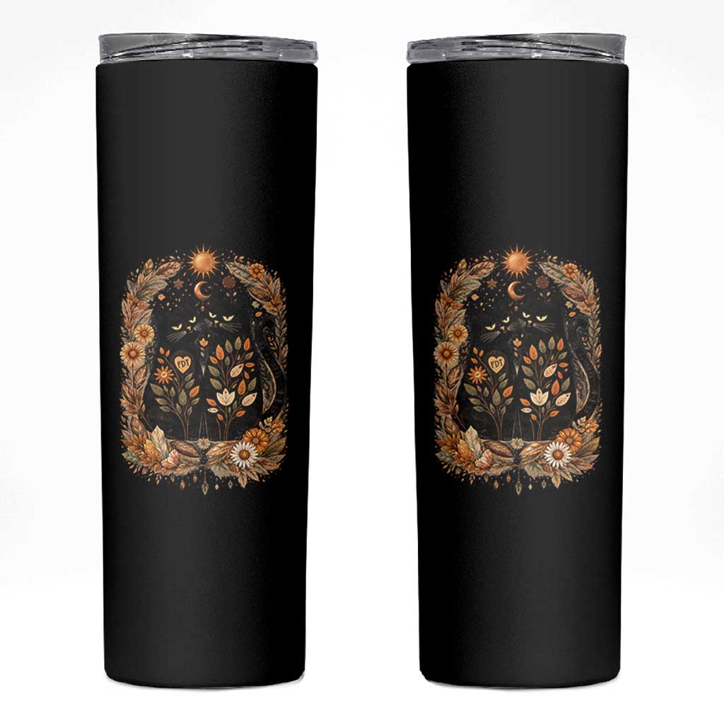 Subtle FDT Skinny Tumbler Vintage Flower Black Cat Social Activist