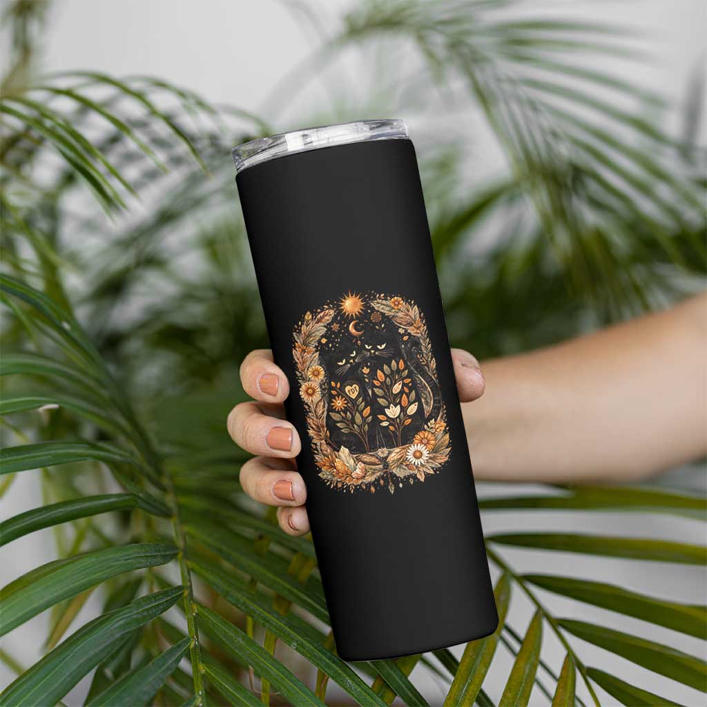 Subtle FDT Skinny Tumbler Vintage Flower Black Cat Social Activist