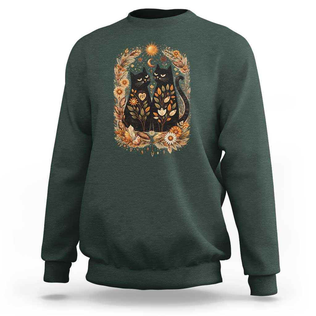 Subtle FDT Sweatshirt Vintage Flower Black Cat Social Activist
