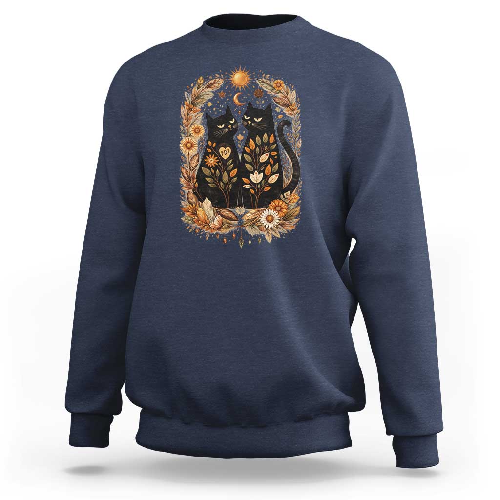 Subtle FDT Sweatshirt Vintage Flower Black Cat Social Activist