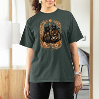 Subtle FDT T Shirt For Women Vintage Flower Black Cat Social Activist