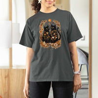 Subtle FDT T Shirt For Women Vintage Flower Black Cat Social Activist
