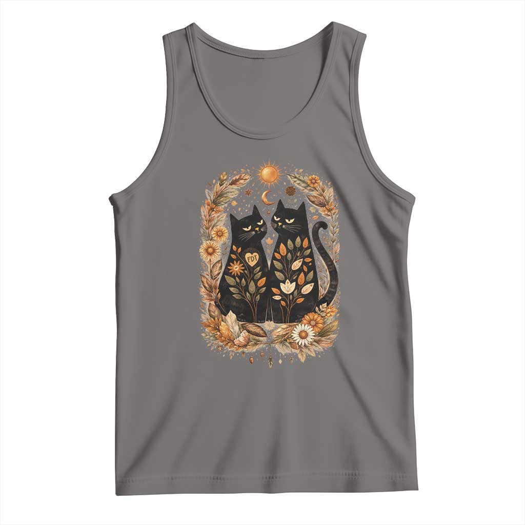 Subtle FDT Tank Top Vintage Flower Black Cat Social Activist