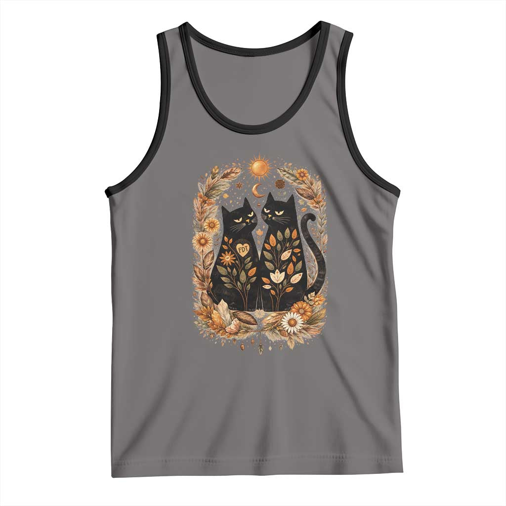 Subtle FDT Tank Top Vintage Flower Black Cat Social Activist
