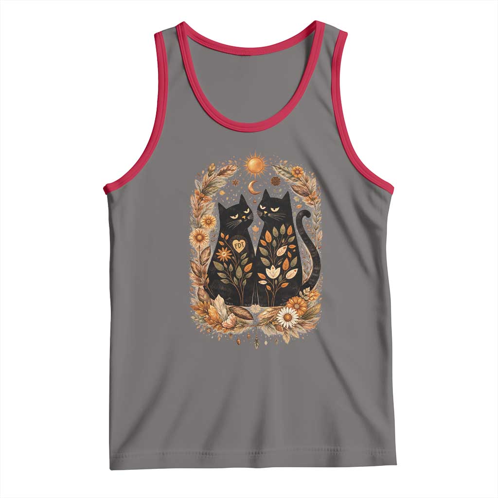 Subtle FDT Tank Top Vintage Flower Black Cat Social Activist