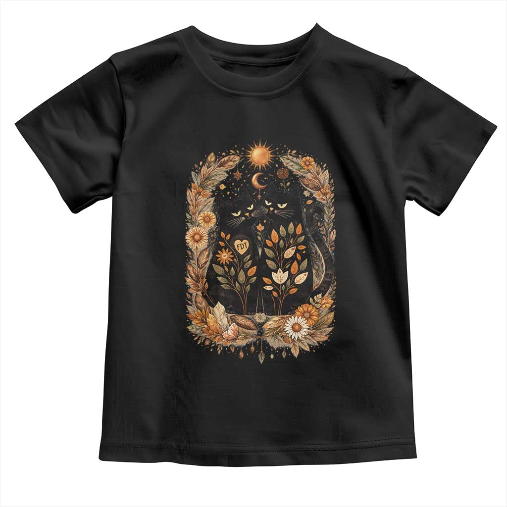 Subtle FDT Toddler T Shirt Vintage Flower Black Cat Social Activist
