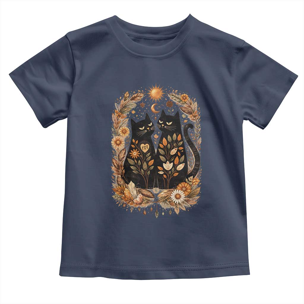 Subtle FDT Toddler T Shirt Vintage Flower Black Cat Social Activist