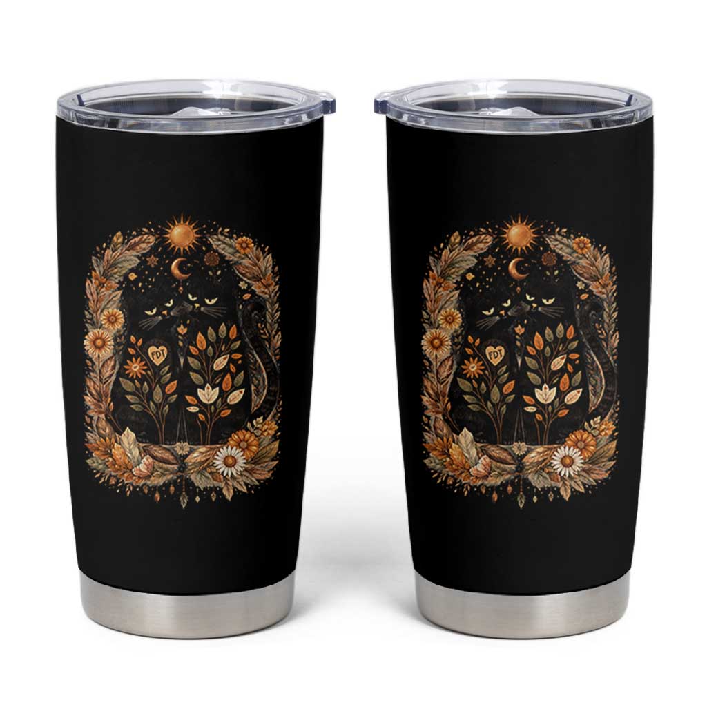 Subtle FDT Tumbler Cup Vintage Flower Black Cat Social Activist