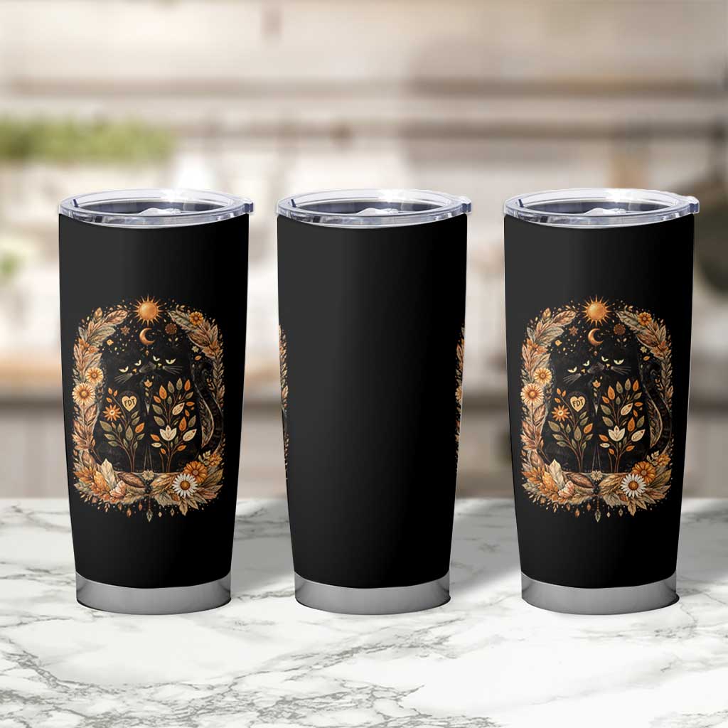 Subtle FDT Tumbler Cup Vintage Flower Black Cat Social Activist