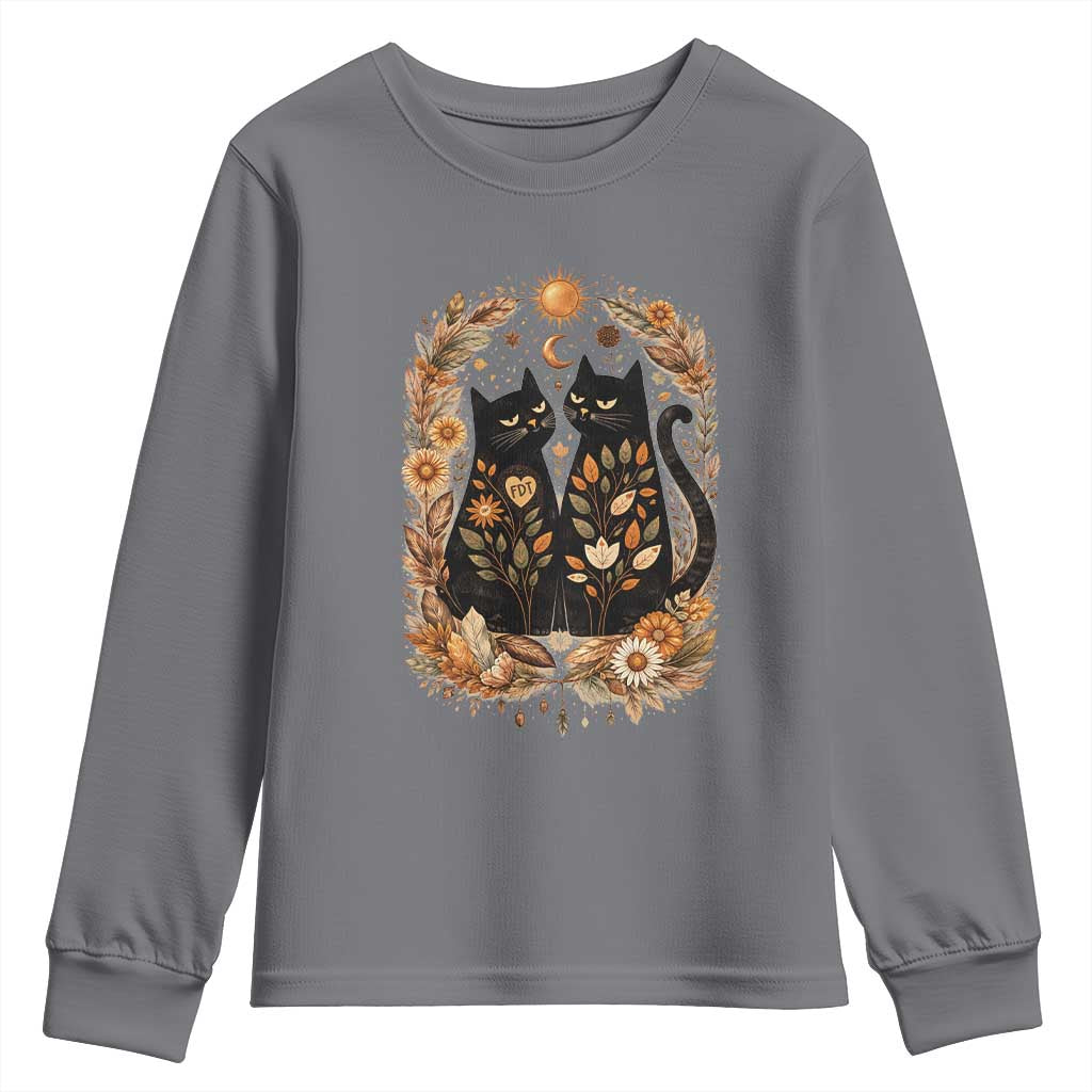 Subtle FDT Youth Sweatshirt Vintage Flower Black Cat Social Activist
