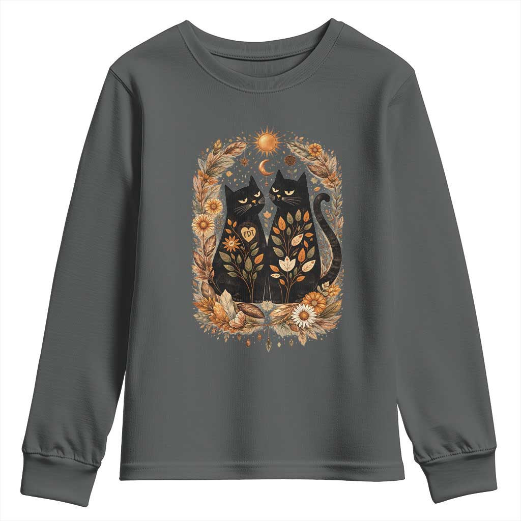 Subtle FDT Youth Sweatshirt Vintage Flower Black Cat Social Activist