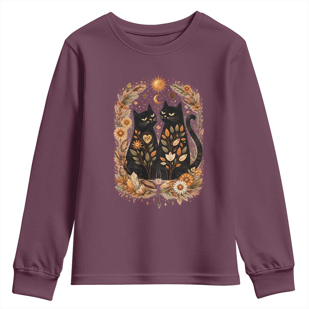Subtle FDT Youth Sweatshirt Vintage Flower Black Cat Social Activist