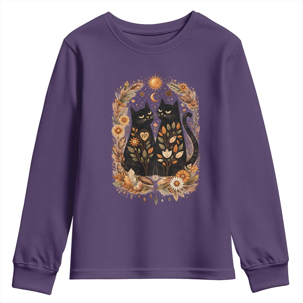 Subtle FDT Youth Sweatshirt Vintage Flower Black Cat Social Activist