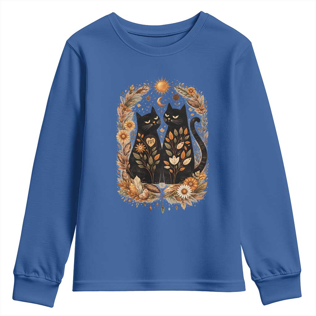 Subtle FDT Youth Sweatshirt Vintage Flower Black Cat Social Activist