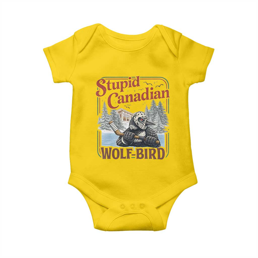 Stupid Canadian Wolf Bird Baby Onesie Vintage Heated Hookey Loon Meme