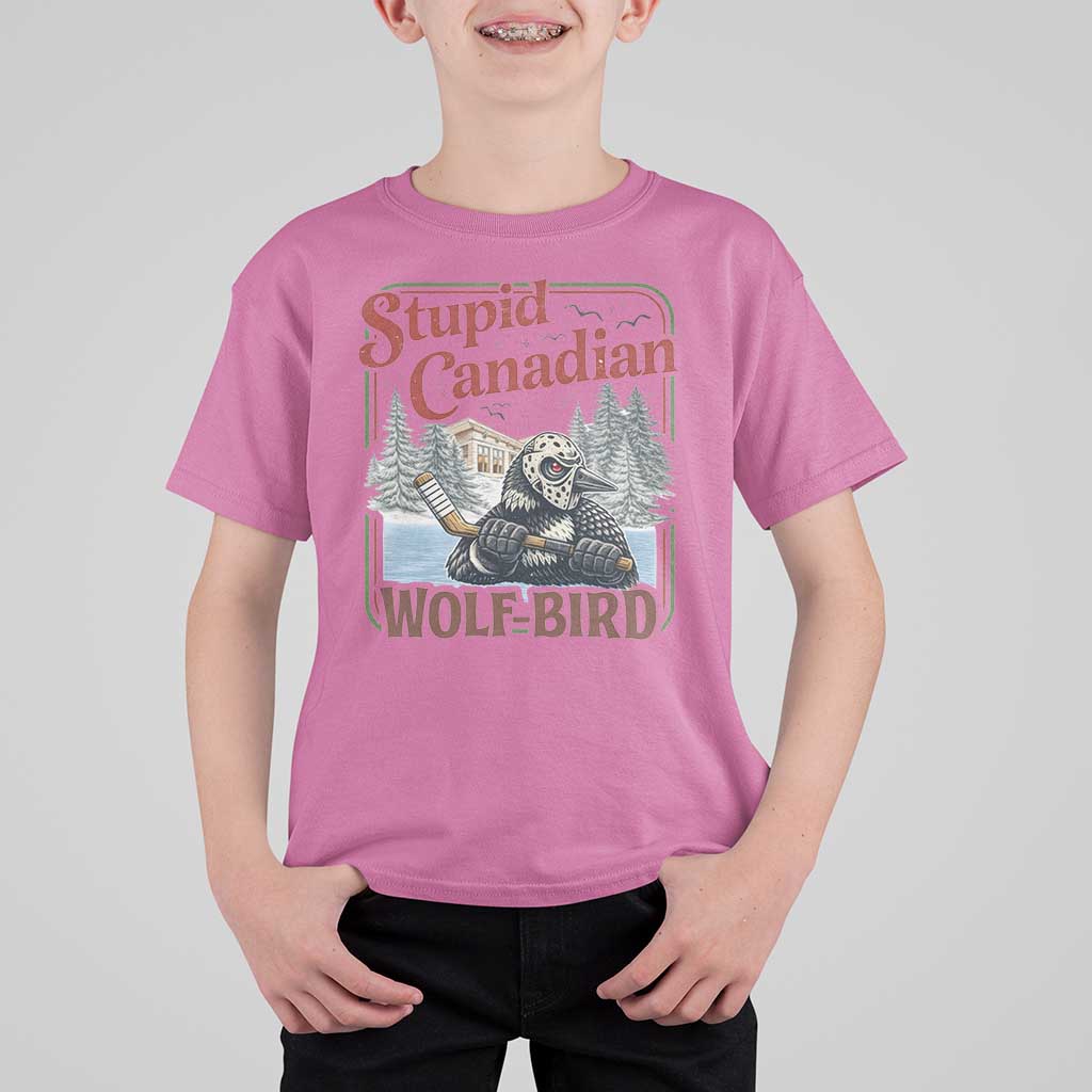 Stupid Canadian Wolf Bird T Shirt For Kid Vintage Heated Hookey Loon Meme
