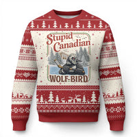 Stupid Canadian Wolf Bird Ugly Christmas Sweater Vintage Heated Hookey Loon Meme