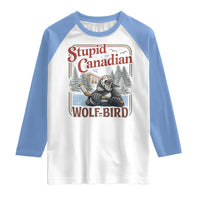 Stupid Canadian Wolf Bird Raglan Shirt Vintage Heated Hookey Loon Meme