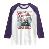 Stupid Canadian Wolf Bird Raglan Shirt Vintage Heated Hookey Loon Meme