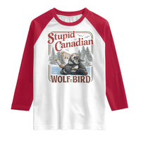 Stupid Canadian Wolf Bird Raglan Shirt Vintage Heated Hookey Loon Meme