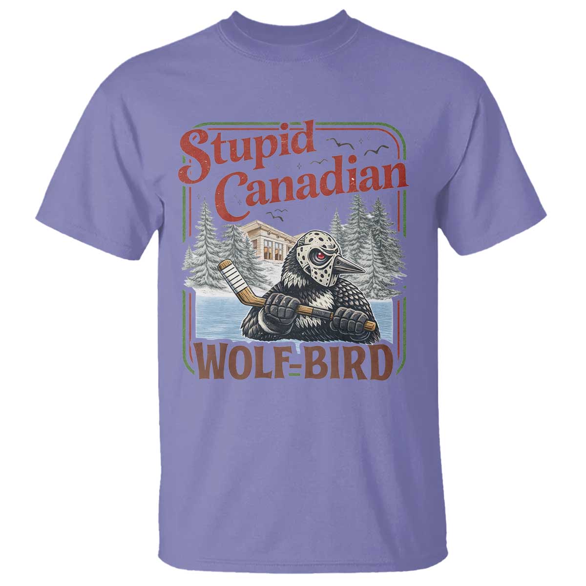 Stupid Canadian Wolf Bird T Shirt Vintage Heated Hookey Loon Meme