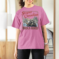 Stupid Canadian Wolf Bird T Shirt For Women Vintage Heated Hookey Loon Meme