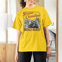 Stupid Canadian Wolf Bird T Shirt For Women Vintage Heated Hookey Loon Meme