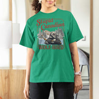 Stupid Canadian Wolf Bird T Shirt For Women Vintage Heated Hookey Loon Meme