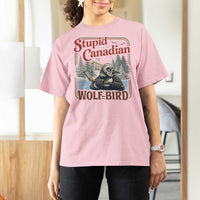 Stupid Canadian Wolf Bird T Shirt For Women Vintage Heated Hookey Loon Meme