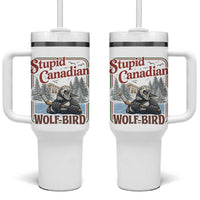 Stupid Canadian Wolf Bird Tumbler With Handle Vintage Heated Hookey Loon Meme