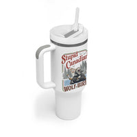 Stupid Canadian Wolf Bird Tumbler With Handle Vintage Heated Hookey Loon Meme