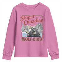 Stupid Canadian Wolf Bird Youth Sweatshirt Vintage Heated Hookey Loon Meme