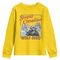 Stupid Canadian Wolf Bird Youth Sweatshirt Vintage Heated Hookey Loon Meme
