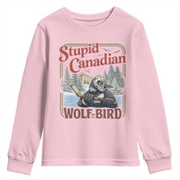 Stupid Canadian Wolf Bird Youth Sweatshirt Vintage Heated Hookey Loon Meme