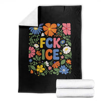 Fck Ice Throw Blanket Funny Boho Floral Resist Retro Pro Immigration