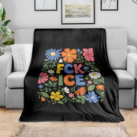 Fck Ice Throw Blanket Funny Boho Floral Resist Retro Pro Immigration