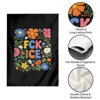 Fck Ice Garden Flag Funny Boho Floral Resist Retro Pro Immigration