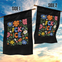 Fck Ice Garden Flag Funny Boho Floral Resist Retro Pro Immigration