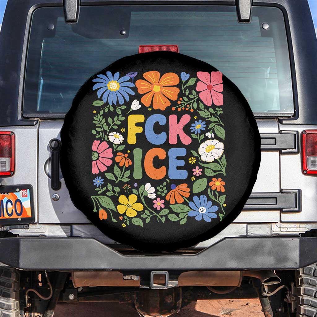 Fck Ice Spare Tire Cover Funny Boho Floral Resist Retro Pro Immigration