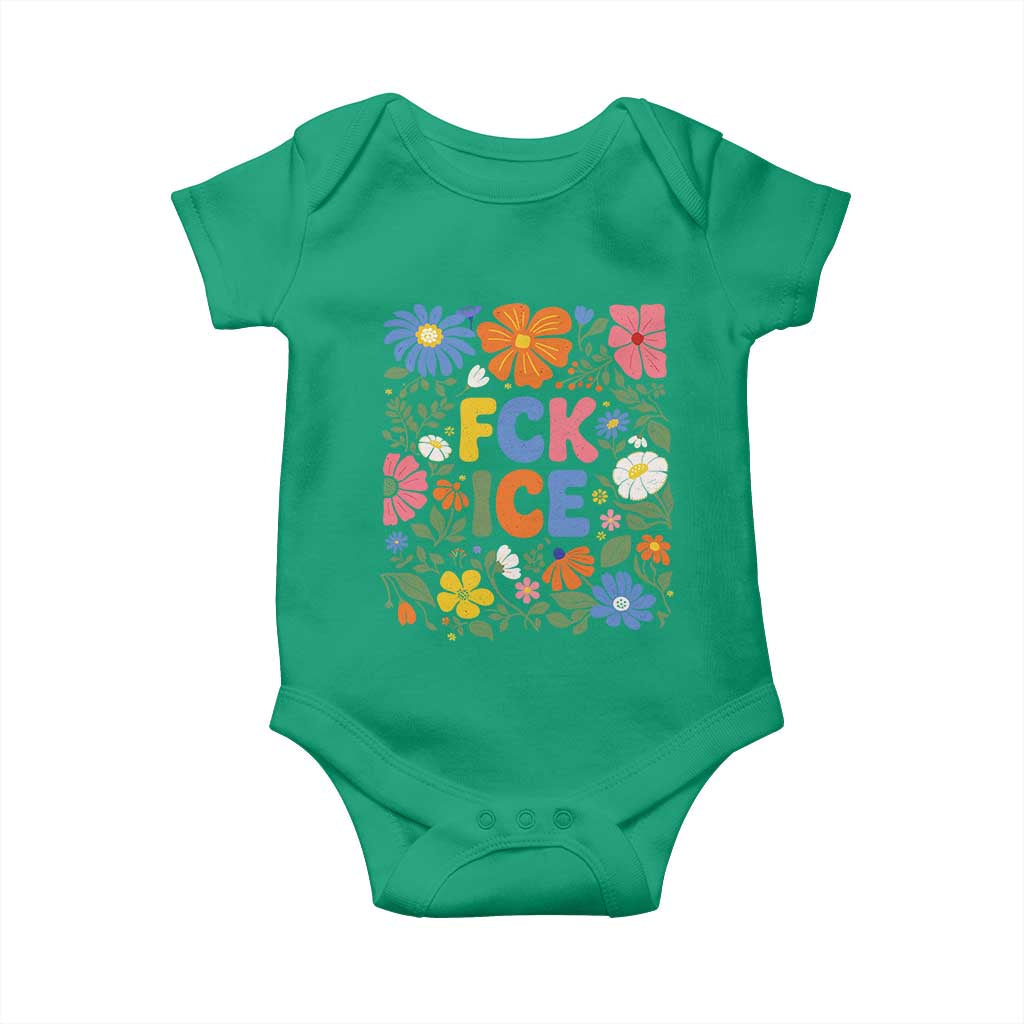Fck Ice Baby Onesie Funny Boho Floral Resist Retro Pro Immigration