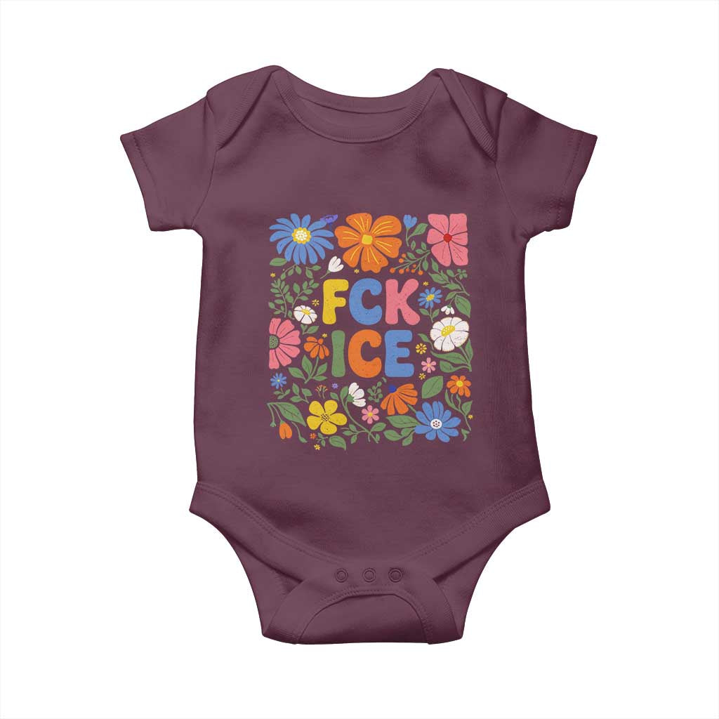 Fck Ice Baby Onesie Funny Boho Floral Resist Retro Pro Immigration