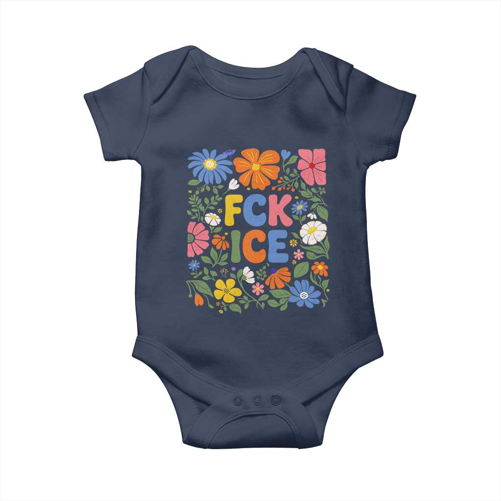 Fck Ice Baby Onesie Funny Boho Floral Resist Retro Pro Immigration