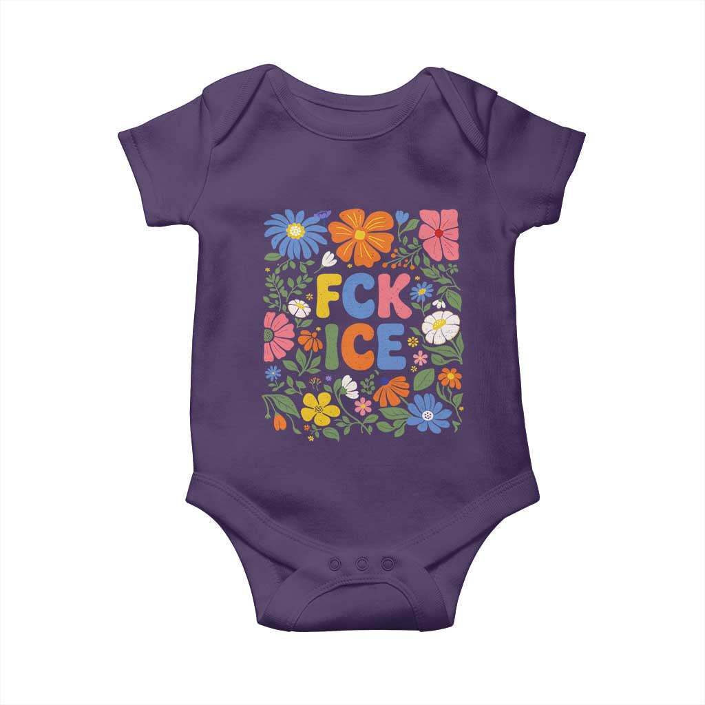 Fck Ice Baby Onesie Funny Boho Floral Resist Retro Pro Immigration