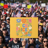 Fck Ice Protest Sign Funny Boho Floral Resist Retro Pro Immigration