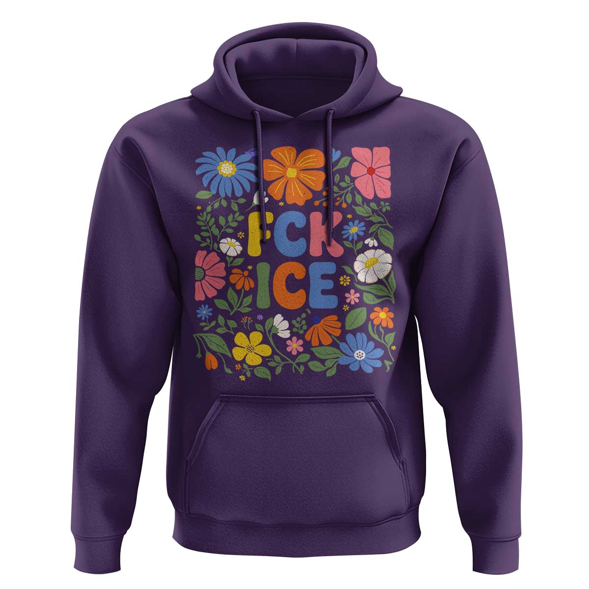 Fck Ice Hoodie Funny Boho Floral Resist Retro Pro Immigration