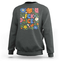 Fck Ice Sweatshirt Funny Boho Floral Resist Retro Pro Immigration