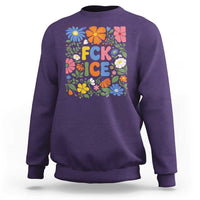 Fck Ice Sweatshirt Funny Boho Floral Resist Retro Pro Immigration